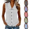 Camisa Casual sin Mangas para Mujer Botones Delanteros Cuadros Tartán Blusa con Cuello Corte Relajado Top de Verano