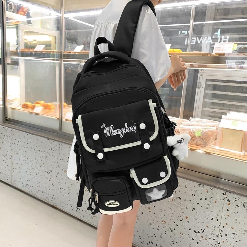College Style Schoolbag Women's Large Capacity Computer Travel Bag Letter Print Backpack for High School Students