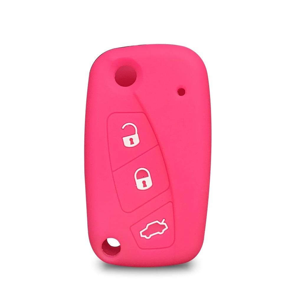Soft Silicone Key Holder Cover For Fiat Grande Punto Panda Lancia Stilo Bravo 500 Ducato 3Buttons Filp Folding Car Accessories