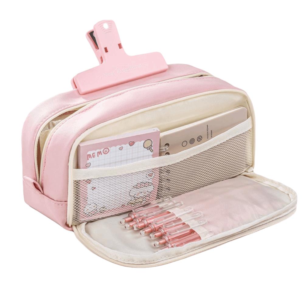 Large Capacity Pencil Bag Simple Design Double-layer Pencil Case Stationery Storage High-value