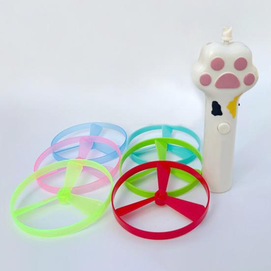 Cat Fetch Toy Rechargeable Flying Disc Launcher with 6 Flying Discs Interactive Cat Toy for Indoor Outdoor Play Hunting Instinct Stimulation