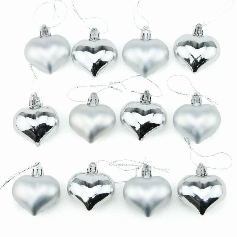 (12pcs/pack)5cm Christmas Tree Pendant Electroplated Heart Xmas Ball Pendant Plastic Matte Mix Decoration Accessories Party