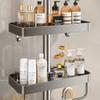Storage Rack Lifting Rod Shower Gel Shampoo Organizer No Drilling Aluminum Alloy Holder With Hooks Bathroom Shower