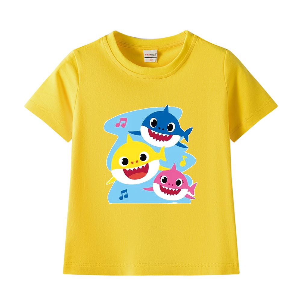 2024 Baby Shark Pure Cotton Short-Sleeve T-Shirt for Kids – Boys' and Girls' Summer Wear