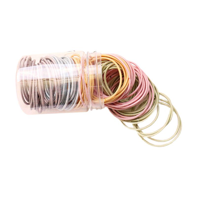 100 шт./коробка Разноцветные эластичные резинки для волос Бесшовные резинки Держатель для хвостика 2mm