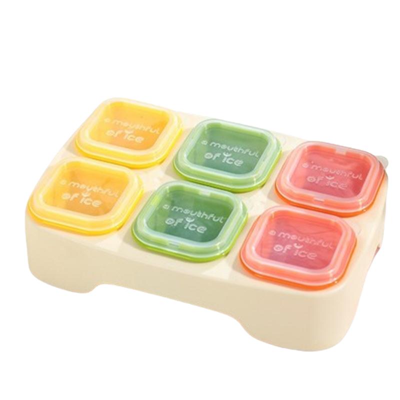 

Small Ice Cube Mold Pack of 6 One Bite Ice Tray with Lid Summer Ice Grid Household Ice Storage Ice Making Box