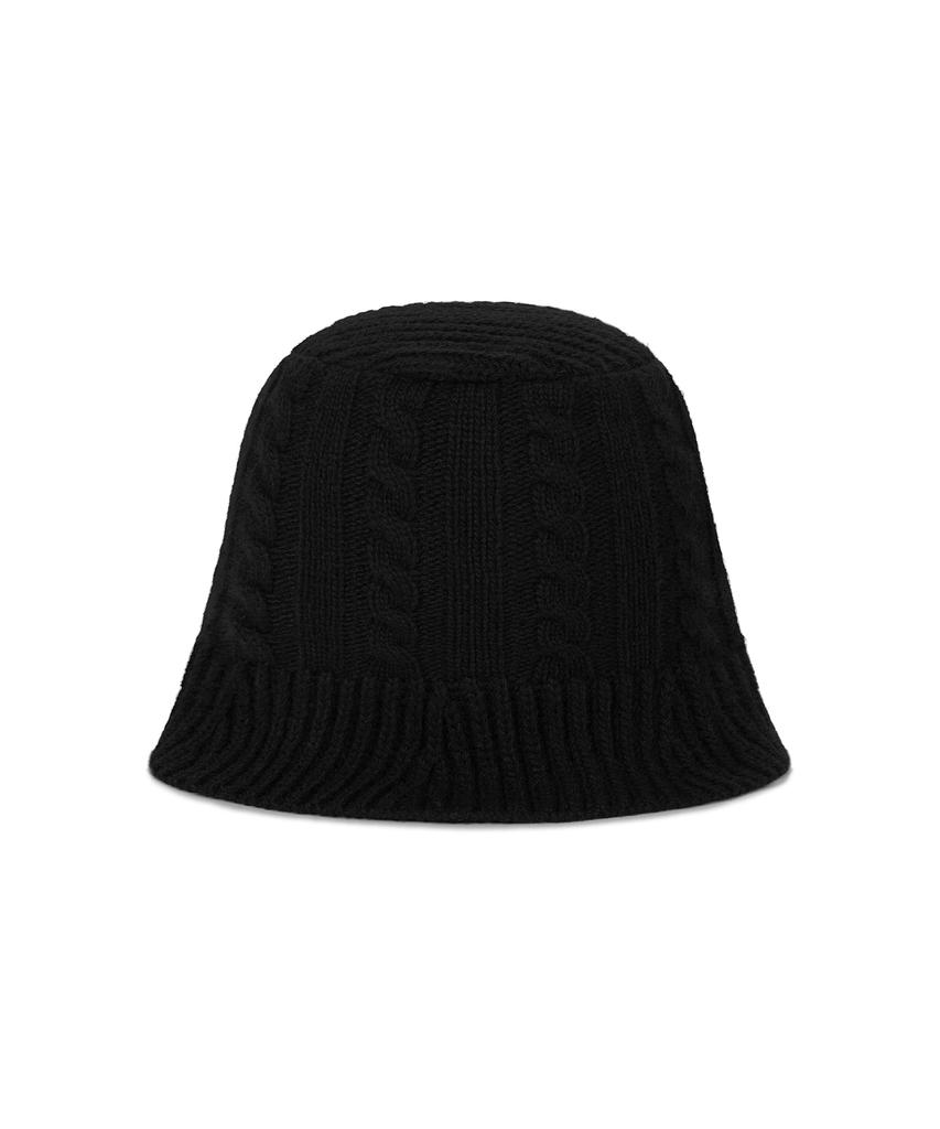 Bajal Va Applique Cable Knit Bucket Hat Black