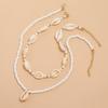 17KM 3pcs/1set  Clavicle Chain Multi-layer Accessories Female Bohemian Rice Bead Shell Pendant Necklace