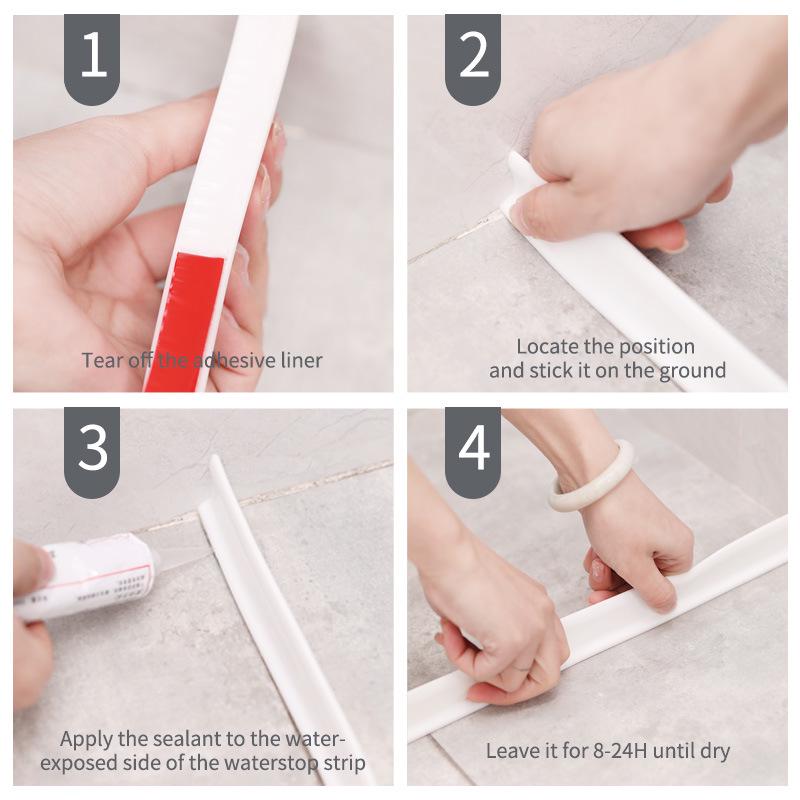Self-Adhesive Waterproof Shower Room Water Stopper Strip: Bendable, Wet & Dry Separation