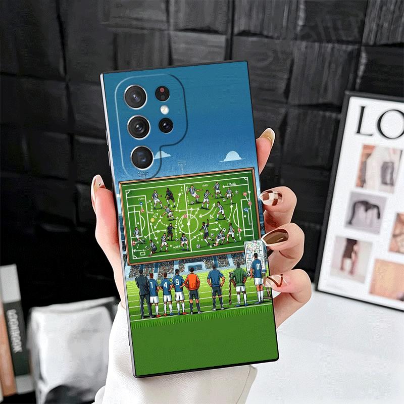 Football Soccer Tactics Time Soft Phone Case for Samsung Galaxy S26 S25 Edge S24 Ultra S23 Plus S22 S21 FE S20 Black Cover Back