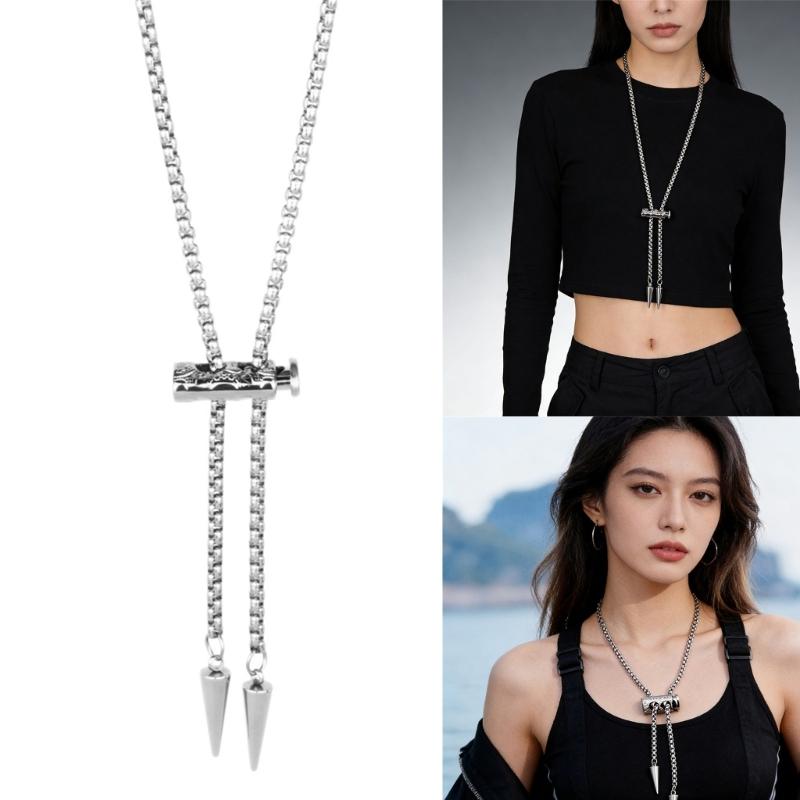 Elegant Stainless Steel Necklace with Bolo Design Scratch Resistant Neckchain for Casual and Formal Occasions