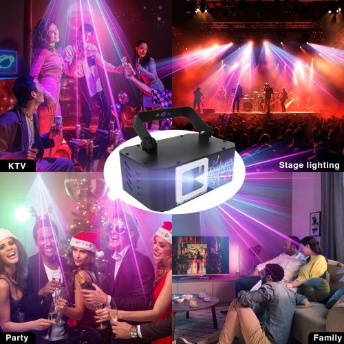 PAIFIEVD 3D RGB Beam Projector Light, 500mW Animated Disco Light, Music Sound Activated Stage Light Support DMX512, Beam Effect Scan Light for Bar Wed