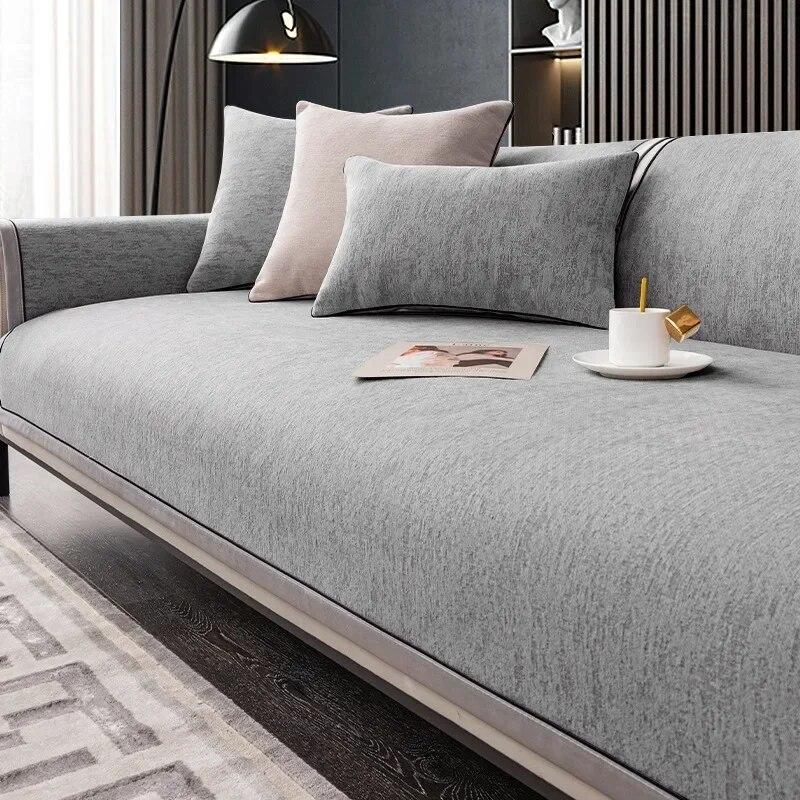 Luxury Chenille Sofa Cushion Four Seasons Universal Anti Slip Modern High-end Sofa Cover Backrest Towel Fabric