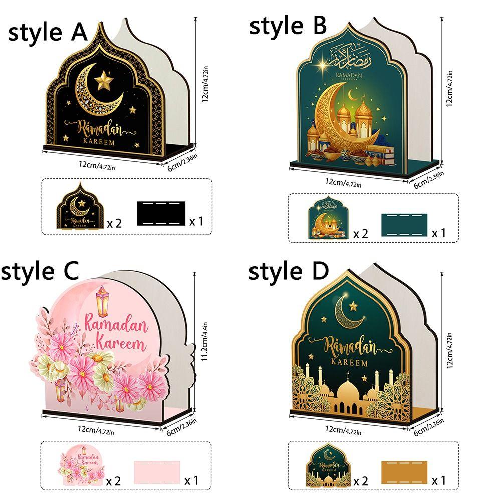 Wooden Eid Mubarak Tissue Box Decorative Large Capacity Tissue Storage Box Anti-slip Tissue Dispenser Eid Al Fitr Celebration