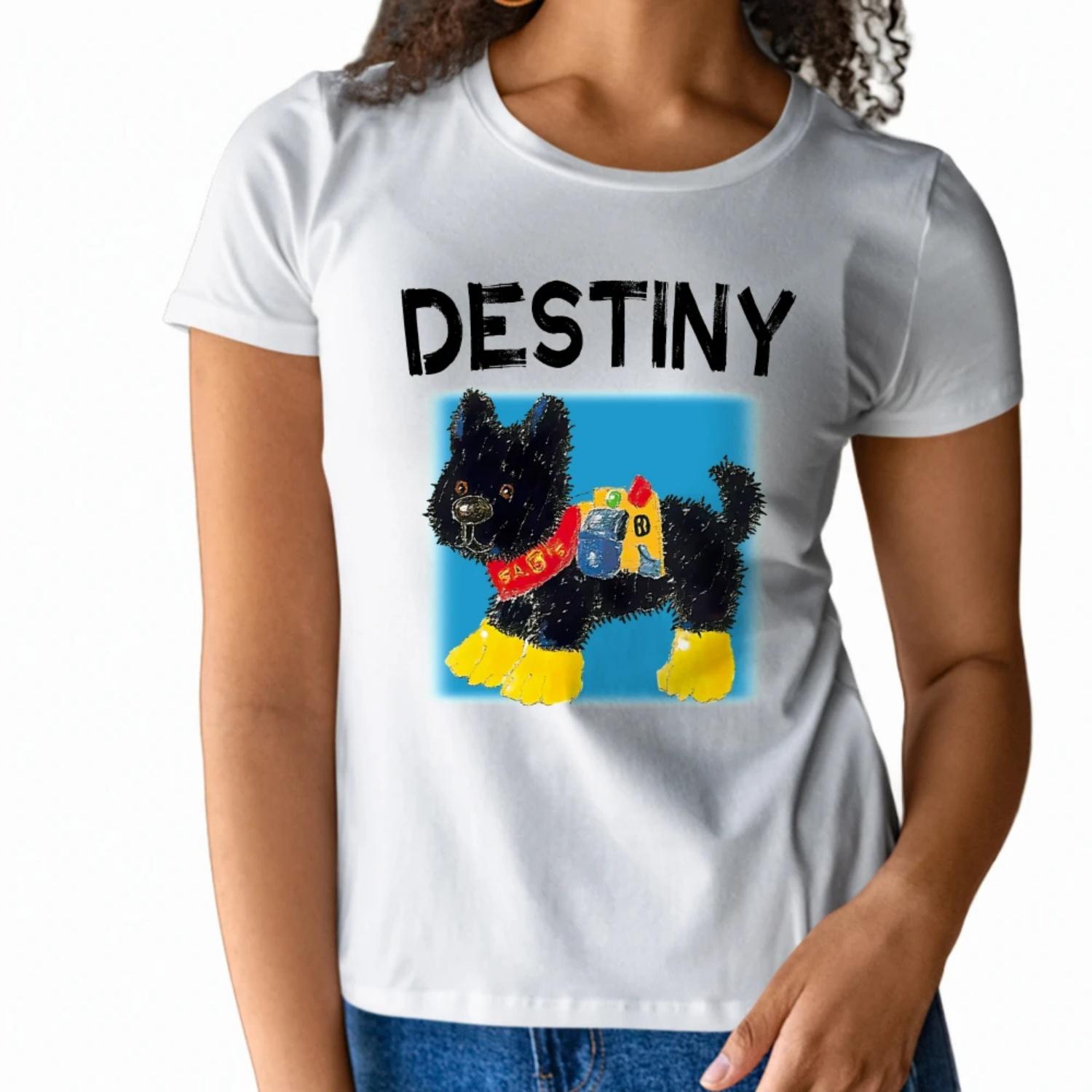 

Inspiring Womens Short Sleeve T Shirt Destiny Design with Adorable Dog Graphic for a Purpose filled Look XXXXXL білий