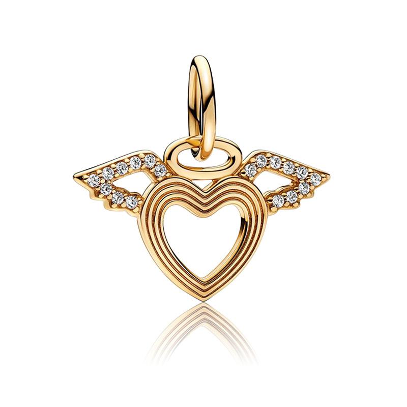 New Copper Angel Wing Charms Heart Bird Pig Pendants Fit Original Bracelets Necklaces Womens Fine Diy Jewelry Gifts