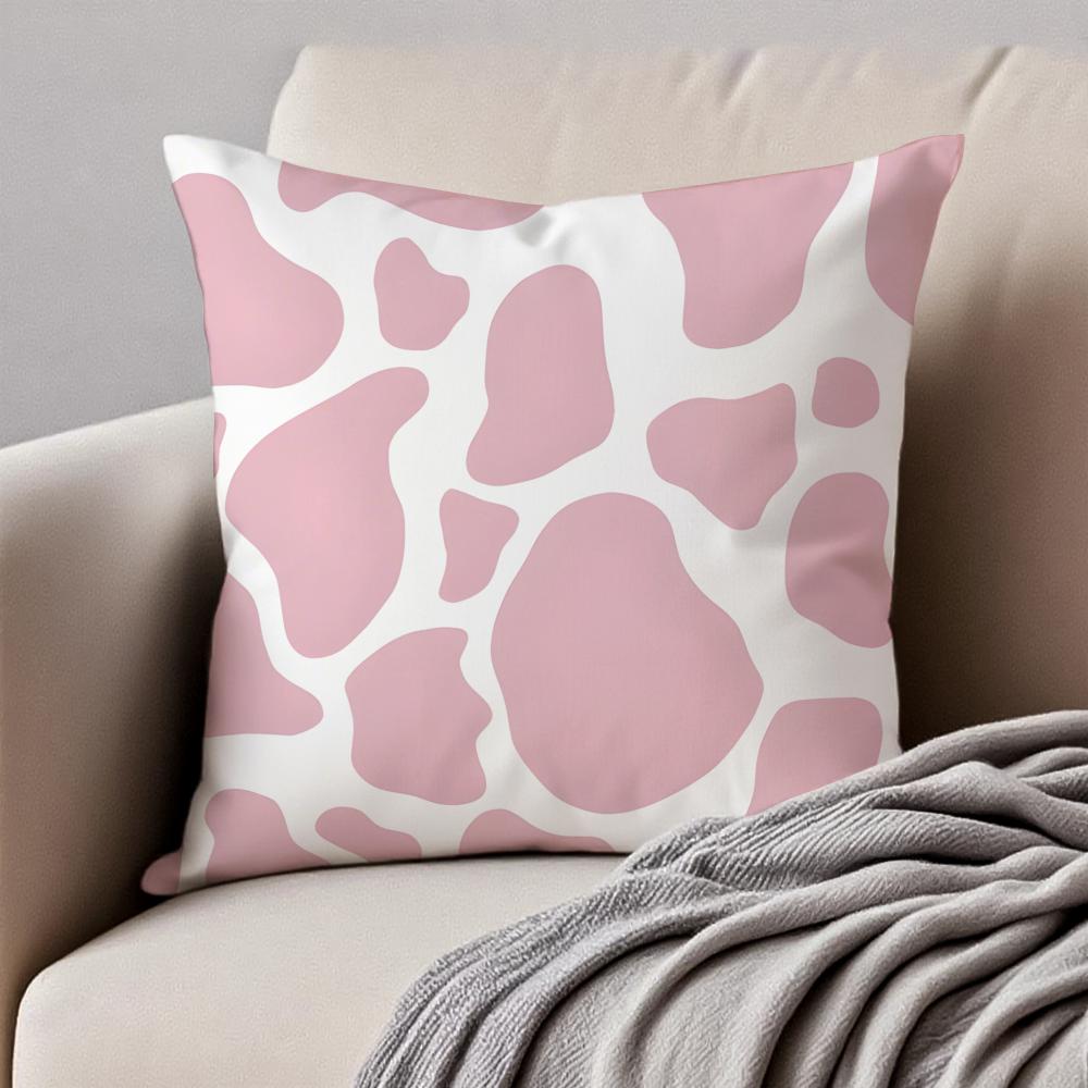 CCow Print Cushion Cover Pillowcase Antidustmite Invisible Zipper Short Plush Sofa Cushion