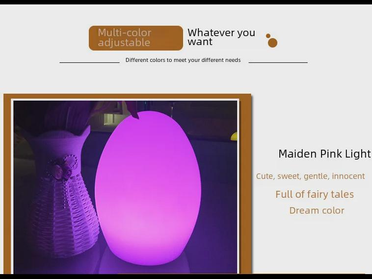 Rechargeable Remote-Control LED Table Lamp - Egg-Shaped, Colorful Night Light for Restaurant and Bedroom Decor