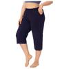 New Women Fashion Drawstring Plus Size Color Casual Cropped Trousers Pants