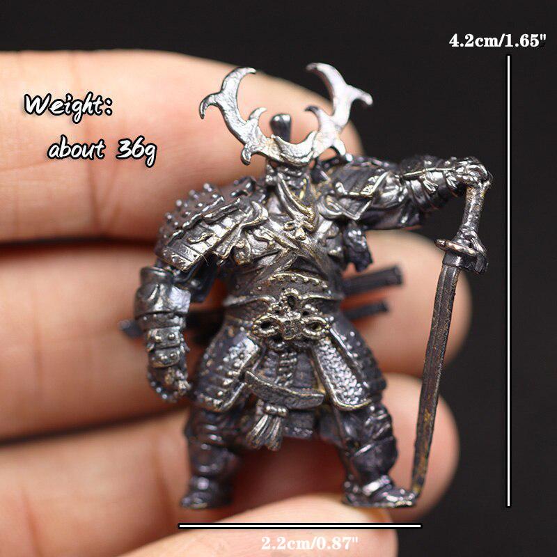 Black Solid Brass Anime Skeleton Samurai Iron Chain Figurines Miniatures Desktop Ornaments Model Decorations