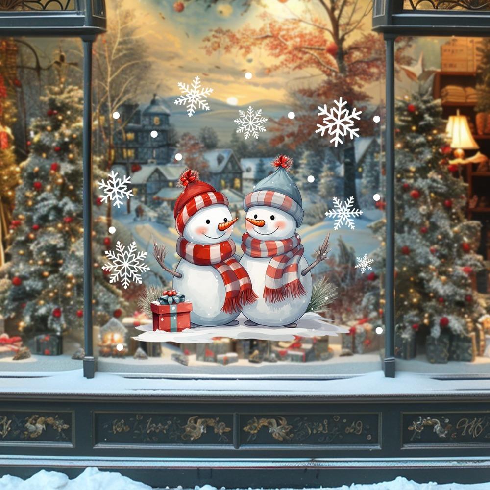 Christmas 2025 Snowman Decal Self-adhesive Window Decal Cartoon Christmas Sticker  Christmas