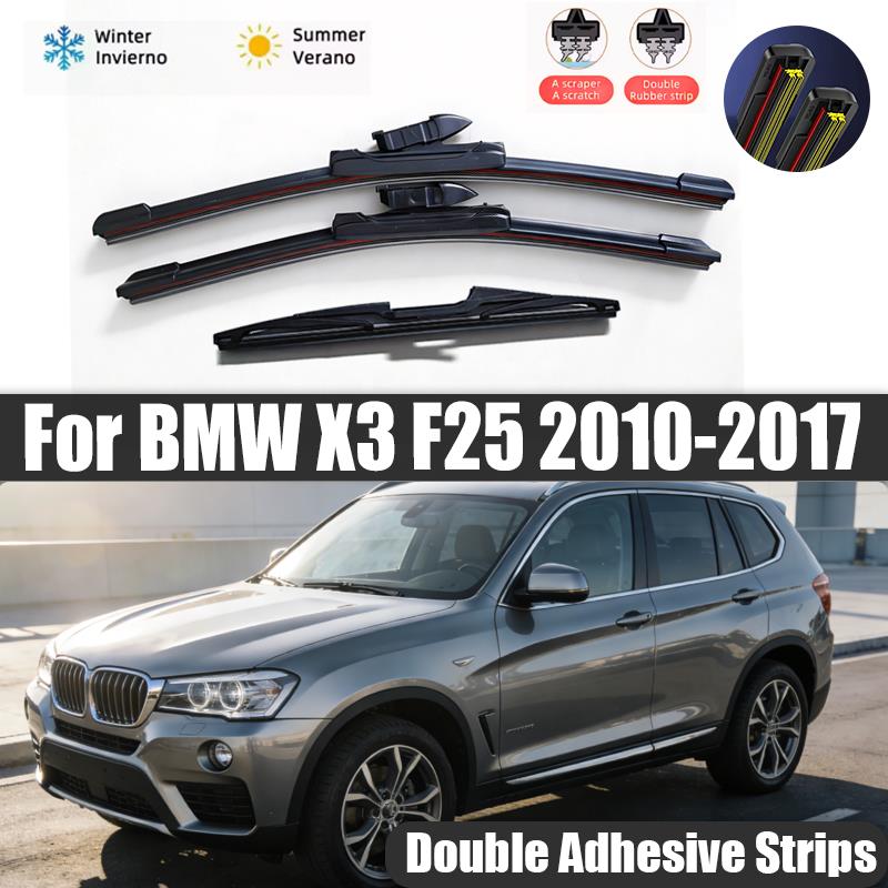 For BMW X3 F25 2010-2017 2011 2012 2013 2014 Wiper Front Rear Wiper Blades Windshield Windscreen Window Brushes 26"+20"+13" Wipers Blades 3