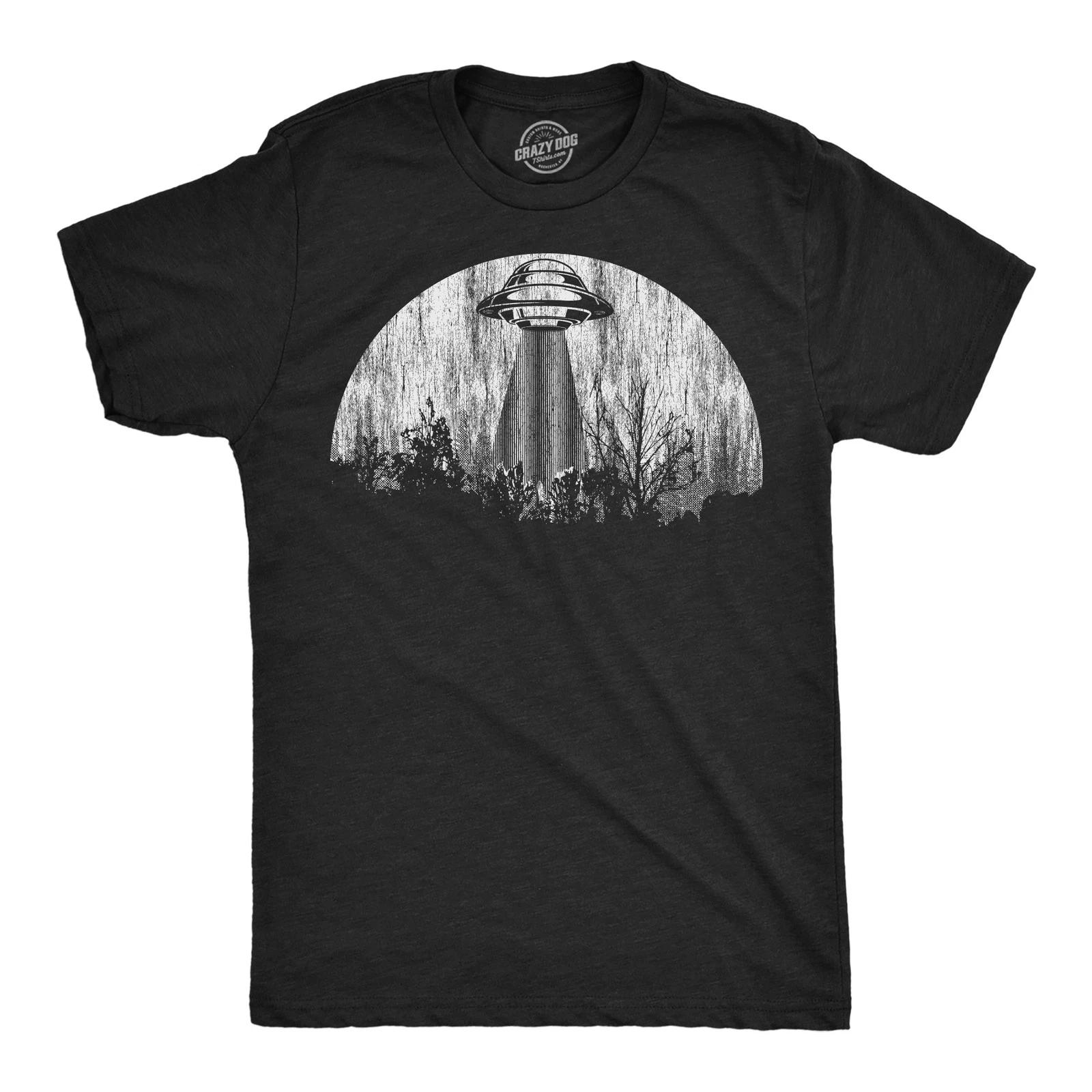 Mens Moon UFO Funny T Shirts Alien Spaceship Graphic Tee for Men S
