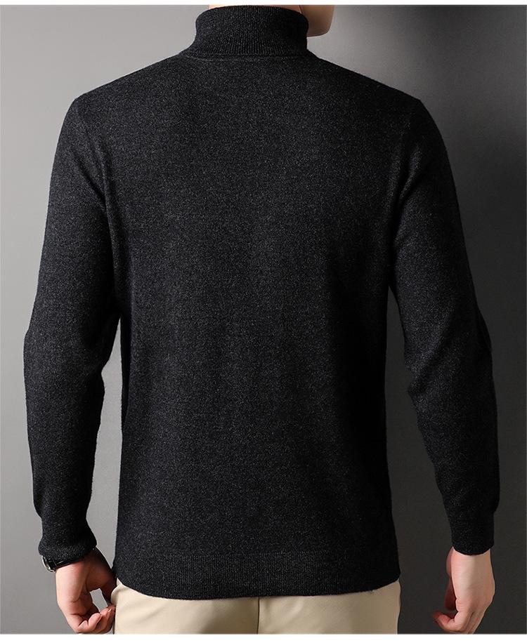 Men's Medium-Thick Solid Color Worsted Wool Turtleneck Sweater