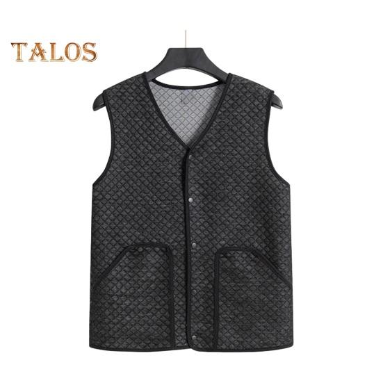 

Мужской жилет с V-образным вырезом, без рукавов, однобортный жилет, пальто, однотонный бархатный подклад, теплая жилетка, куртка с карманами XL чёрный