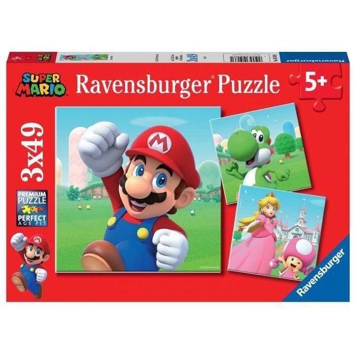 Puzzles 3x49 pieces Super Mario, Puzzle Enfant, Des 5 ans, 05186, Ravensburger
