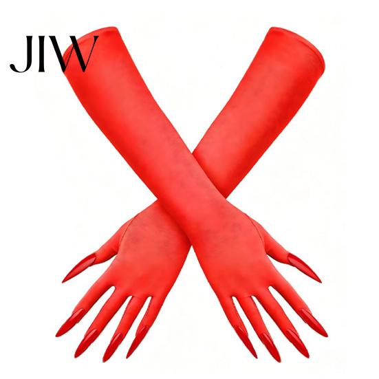Comfortable Spooky Gloves 1 Pair Halloween Ghost Claw Gloves, Long Fingernail Witch Costume Elastic Polyester Accessory, Dark Party Performance