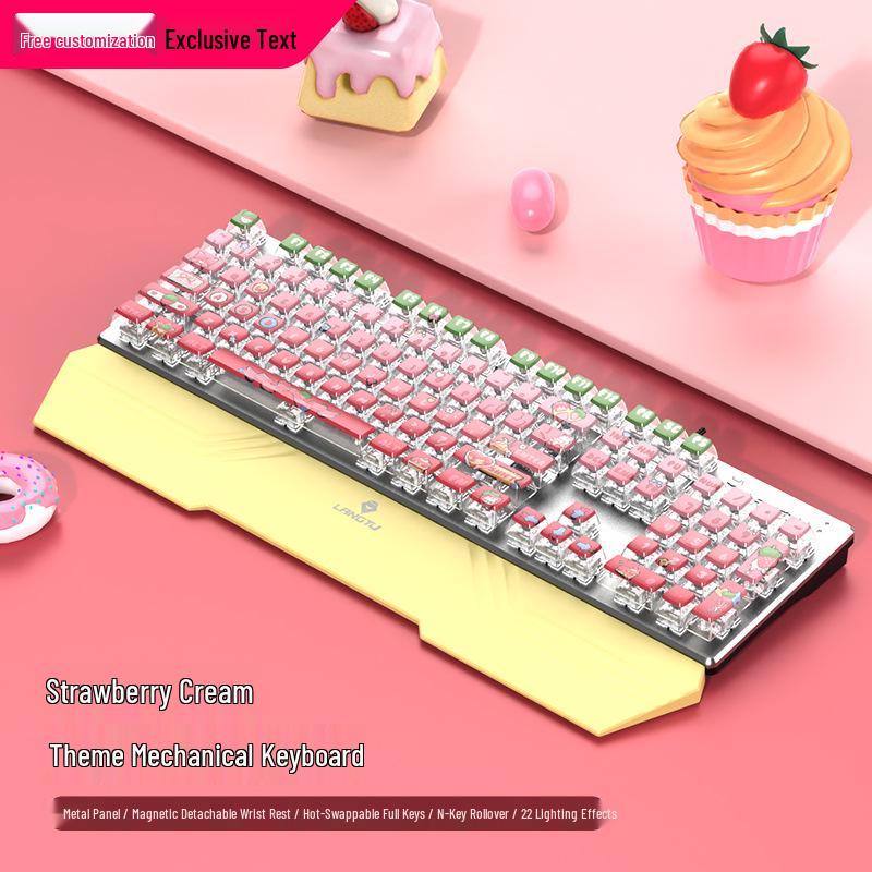 

Langtu G700 Mechanical Gaming Keyboard, Wired, 104-Key, Hot-Swappable Blue Switches, Customizable Luminous Design.