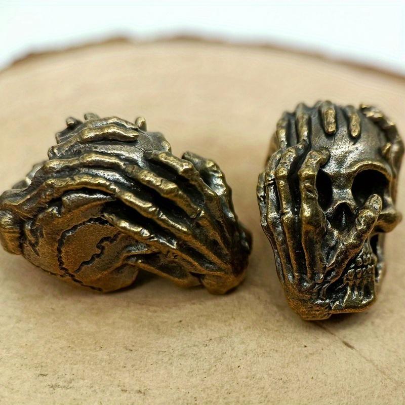 Outdoors Tool Brass Three Handed Skull Knife Beads Lanyard Pendant Backpack Bracelet Necklace Keychain DIY Accessories