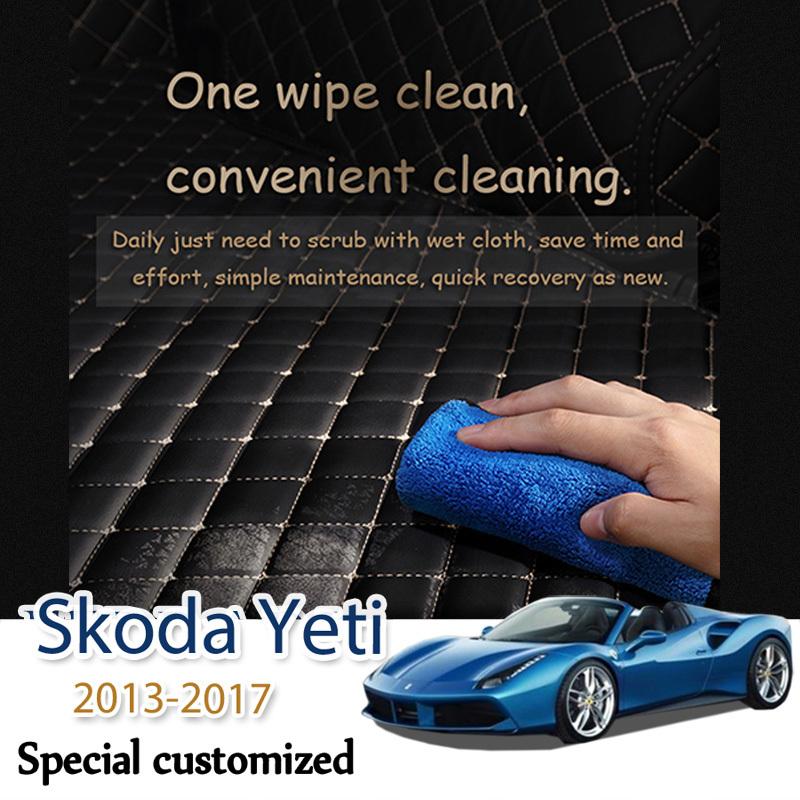 Leather Car Trunk Mat For Skoda Yeti 2013-2017 Cargo Liner Accessories Interior Boot