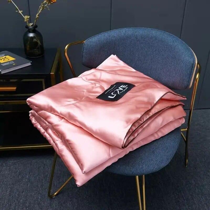 Letní přikrývka Ledové hedvábí Prošívaná přikrývka Pratelná Chladivý pocit Spánek na naháče Klimatizace Tenká přikrývka Děti Jednolůžko Queen Ložní prádlo