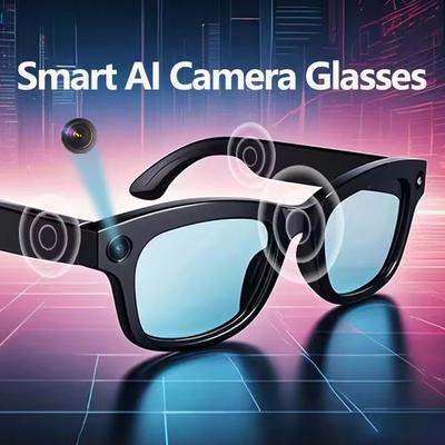 2026 Intelligente Brille mit KI-Übersetzer 8MP Kamera 4K HD Video- und Fotoaufnahme Sonnenbrille BT-Anruf für Männer Frauen Modebrille Kabellose Musikwiedergabe
