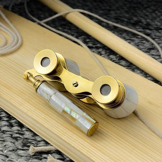 Lornetka z masy perłowej Mosiężna lornetka z uchwytem, ​​okulary teatralne, lornetka morska Kompaktowy prezent Piękny design