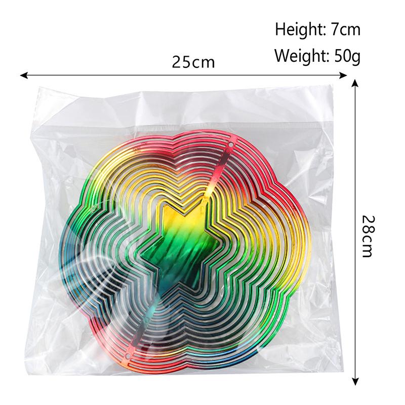 

1 шт., подвесной декор для сада и двора, градиентный цвет, ловец ветра, шестиугольный 3D-эффект, плавный световой эффект, детали колокольчиков ветра A10