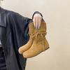 European and American temperament retro versatile round head medium boots women's 2025 autumn and winter new niche straps personalized Martin boots