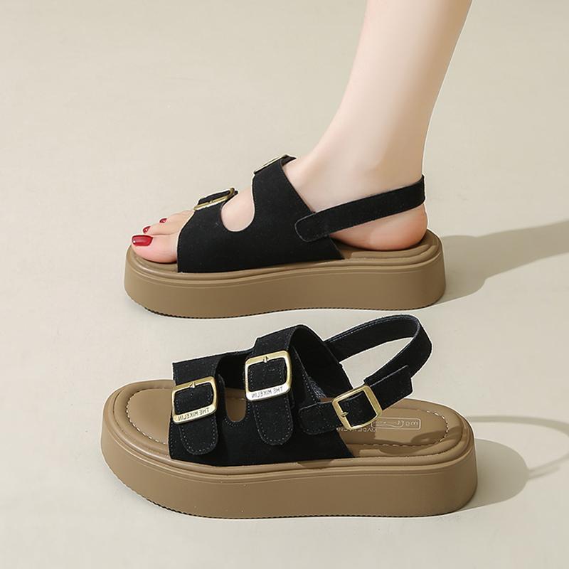 Fashion CRLAYDK Women's Sandals Comfort Platform Adjustable Double Strap Shoes Open Toe Walking Casual Buckle Beach Dressy Slippers
