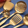 Kitchen Stainless Steel Golden Cooking Utensils Hanging  Korean Style with Pattern Kitchenware Dinner Soup Spoon Frying Spatula