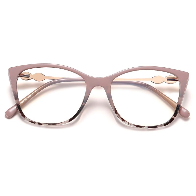 TR90 Lightweight Material Stylish Women's Cat Eye Blue Light Glasses with Custom Myopia Prescription Lens for Reading Glasses