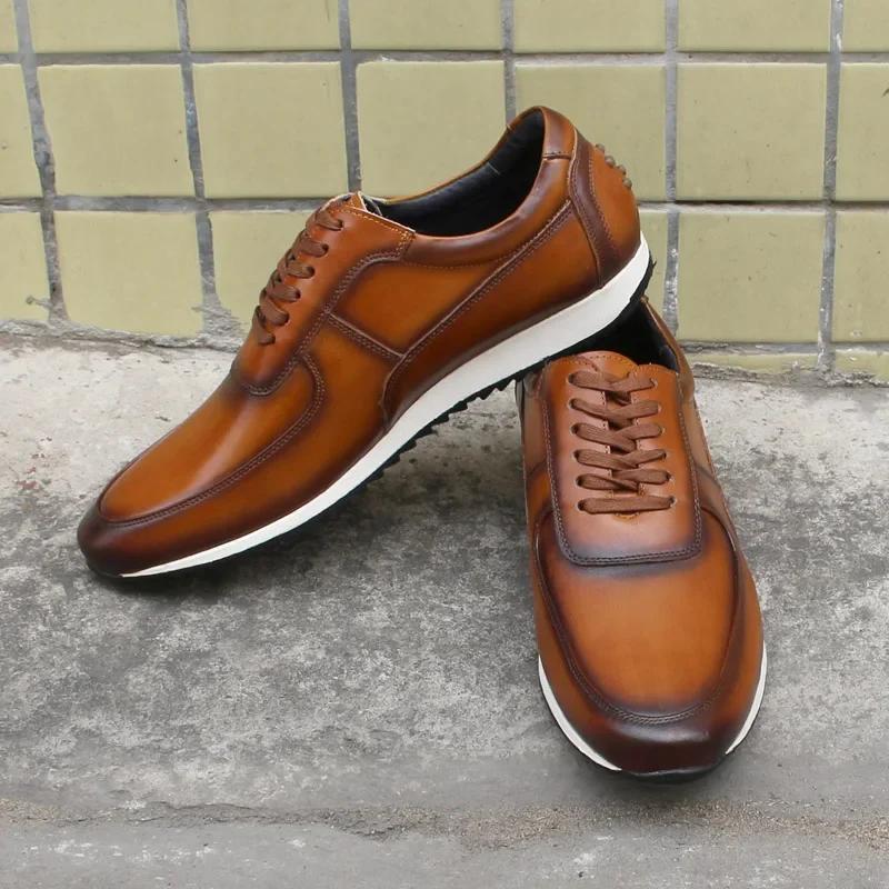 Fashion Large Sizes Men's Genuine Leather Oxford Shoes Casual Business Comfortable Breathable Fashion Sneakers Sport Flat Footwear
