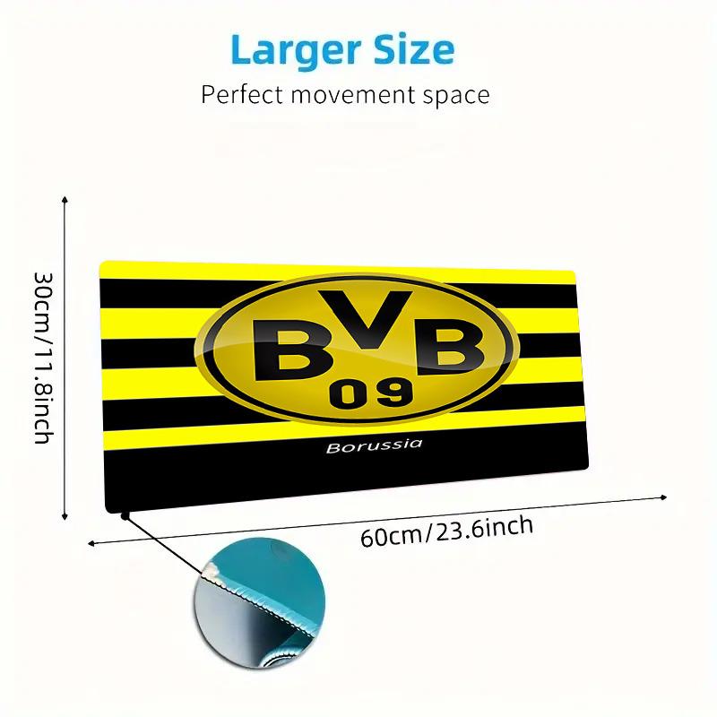 Poduszka z nadrukiem Borussia Dortmund Antypoślizgowa Mata pod mysz do laptopa/tabletu XXL Mata do gry na mini PC Z blokowaną krawędzią