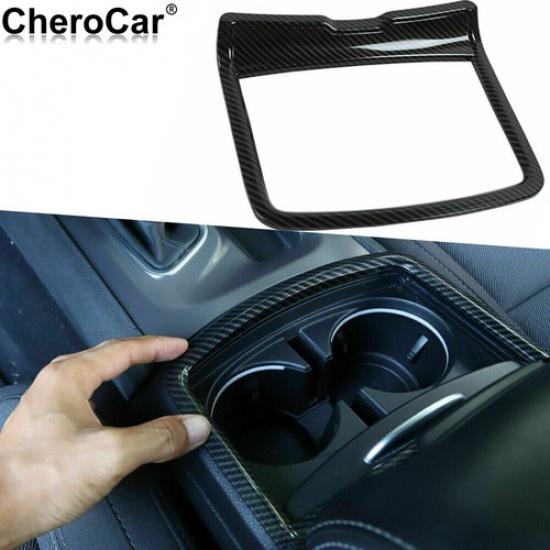 Kohlefaser Mittel-Getränkehalter-Abdeckung Zierleiste Dekor Für Dodge Charger & 300C 2015+