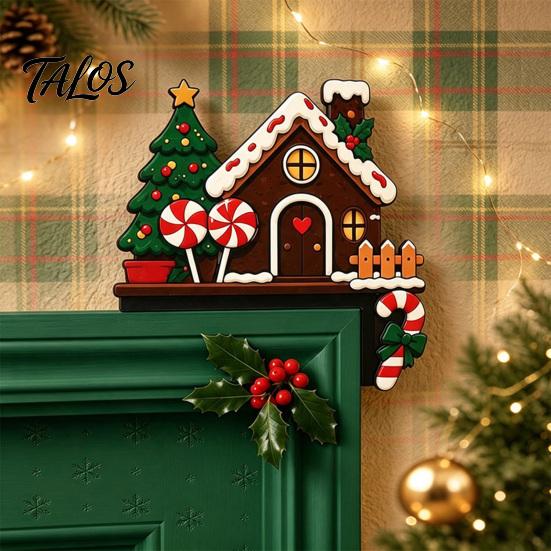 Holiday Wall Accents for Home Wooden Christmas Door Topper Stickers, Seasonal Frame Decoration, L-shaped Corner Sign Decorations Decor, Festive