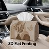 1pc, 2D Flat Printing, Tissue Box Easy Brown Vase with Leaves And Butterfly Pattern Printed Tissue Box, Durable Decorative Storage Box for Kitchen And