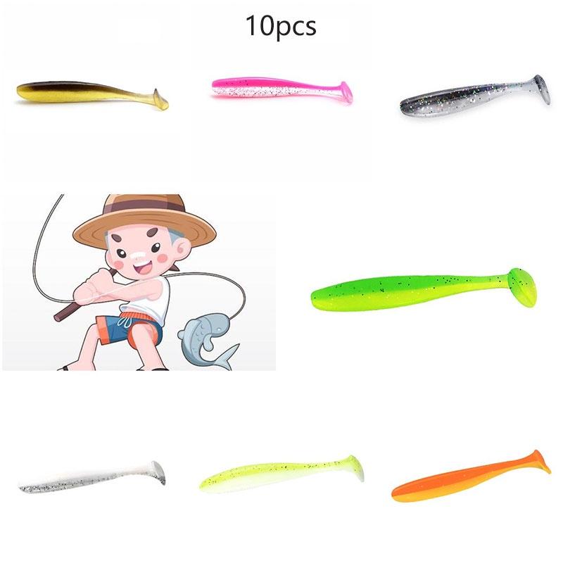 Fishing 10pcs Ttail Soft Lure Grouper Snapper Snakehead Perch Bait Longcasting