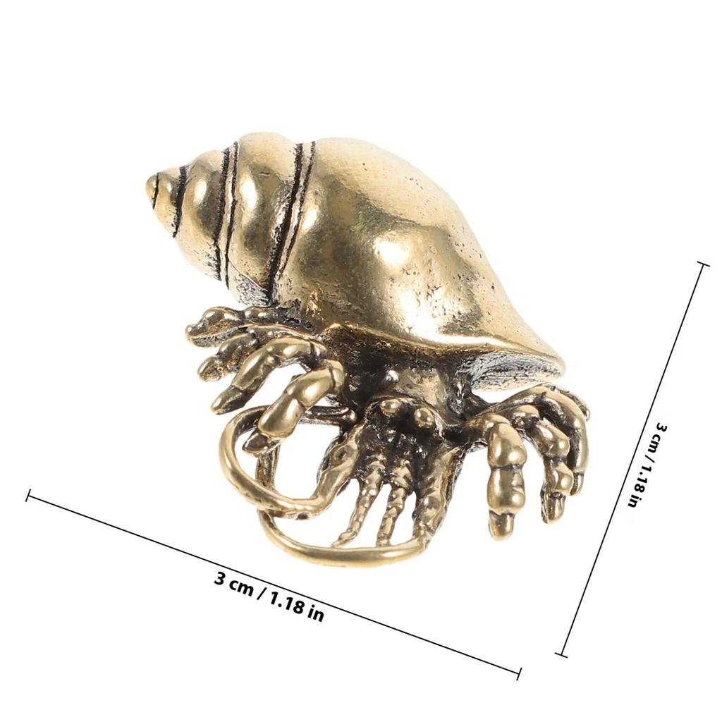 Brass Hermit Crab Statue Exquisitely Carved Ancient Style Miniature Animal Decor for Desk Shelf Cabinet Indoor Tabletop Brass