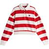 Classic Striped Loose Business Casual Comfortable Basic Short Sleeve Polo Shirt Women Tops Red DW0DW19409-YBH